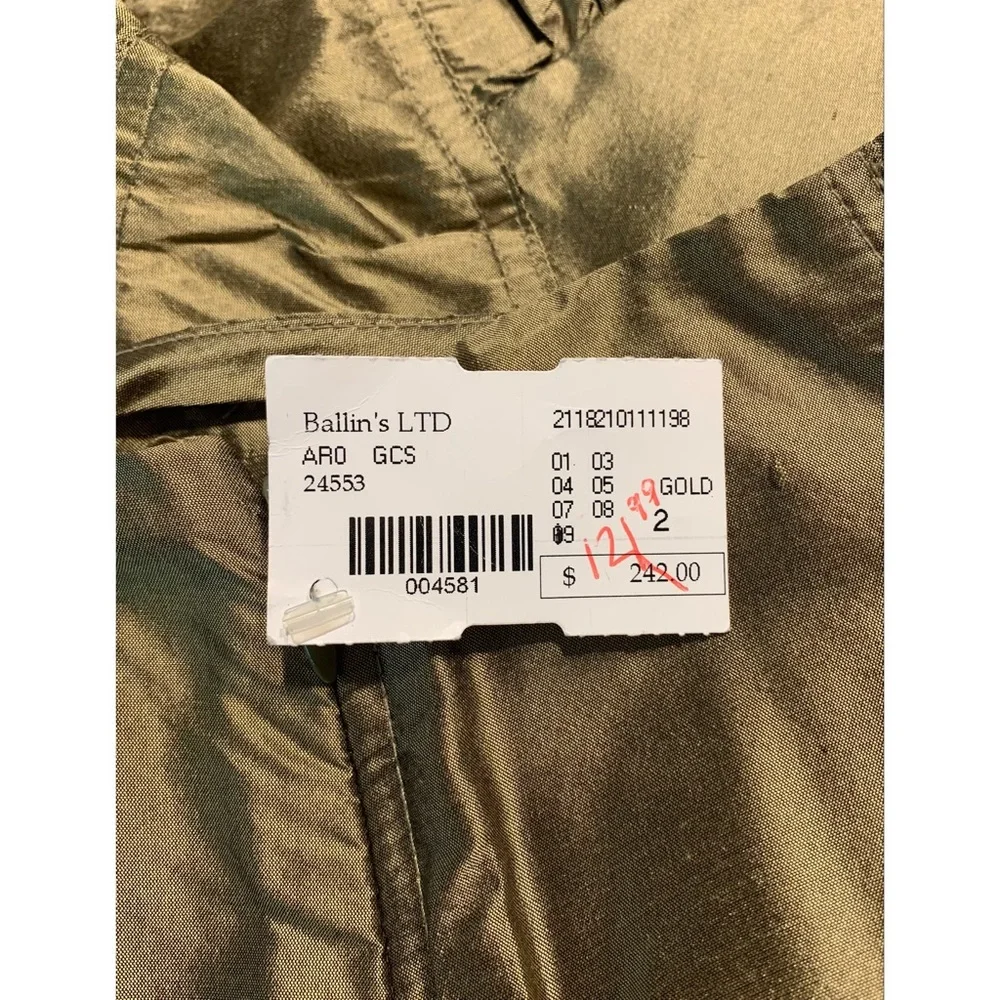 Areli Ballin's Gold Silk Taffeta Skirt Sz 2 - Picture 7 of 11